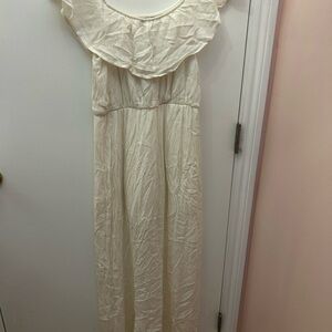 Cream Off-Shoulder Maxi Jumpsuit
